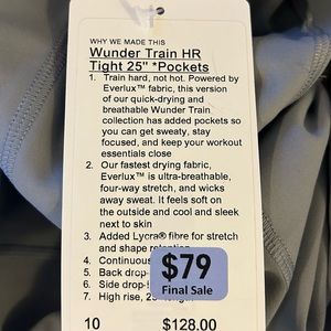 Lululemon brand new blue/grey leggings size 10, 25” length. High rise.